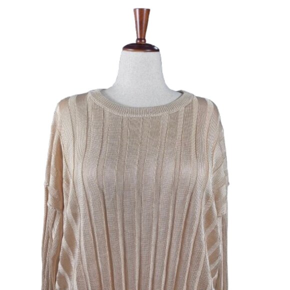 Free People Next Level Tunic in Marzipan Champagne Gold Oversized Sweater (SZ L) - Picture 3 of 16